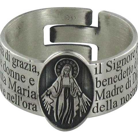 STOCK: Anello in argento 925 con l'incisa preghiera Ave Maria misura italiana n°23 - diametro interno mm 20,2 circa