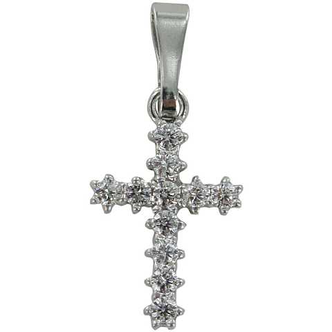 Croce in argento 925 con strass bianchi - 1,6 cm 