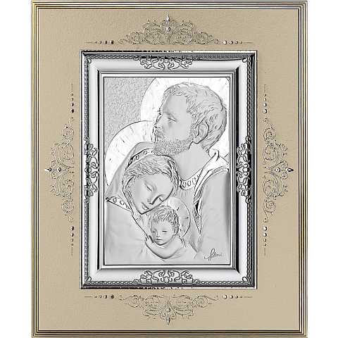 Icona Sacra Famiglia in argento 925 e legno - 24 x 19,5 cm
