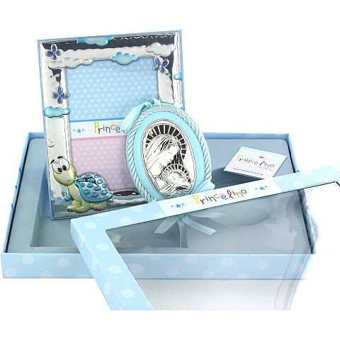 Set regalo nascita/battesimo: sopraculla e cornice in argento 925 soggetto tartaruga