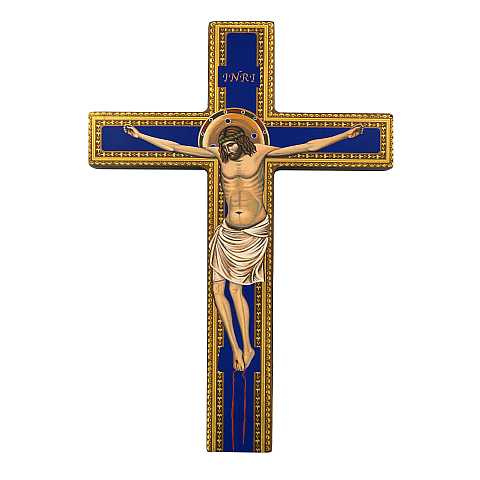 Croce icona dipinta a mano su legno cm 19x26