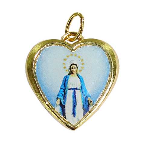 Medaglia cuore con resina Madonna Miracolosa
