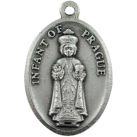 Medaglia Di Gesù Bambino Di Praga, Ciondolo In Metallo Ossidato, 2,5 x 1,5 Cm