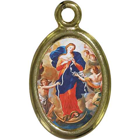 Medaglia Madonna che scioglie i nodi in metallo dorato e resina - 2,5 cm