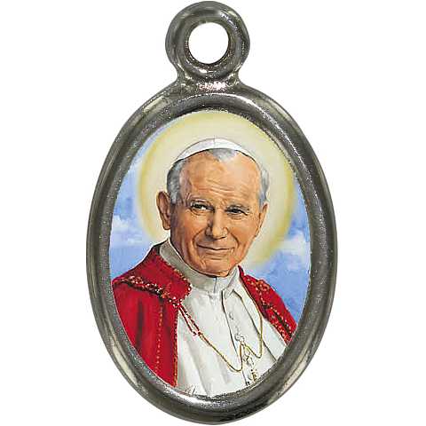 Medaglia San Giovanni Paolo II in metallo nichelato e resina - 3,5 cm