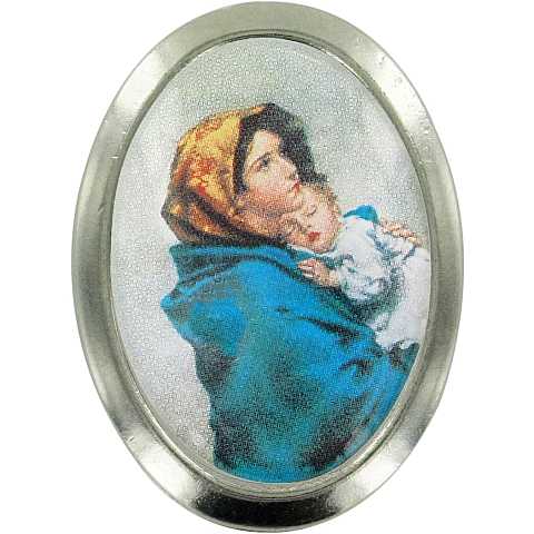 Calamita Madonna del Ferruzzi in metallo nichelato ovale