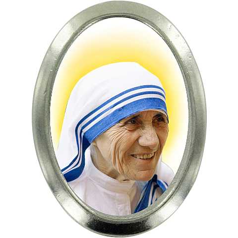 Calamita Madre Teresa di Calcutta in metallo nichelato ovale