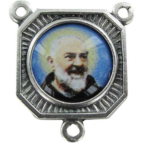 Crociera Padre Pio in metallo ossidato e resina per rosario fai da te