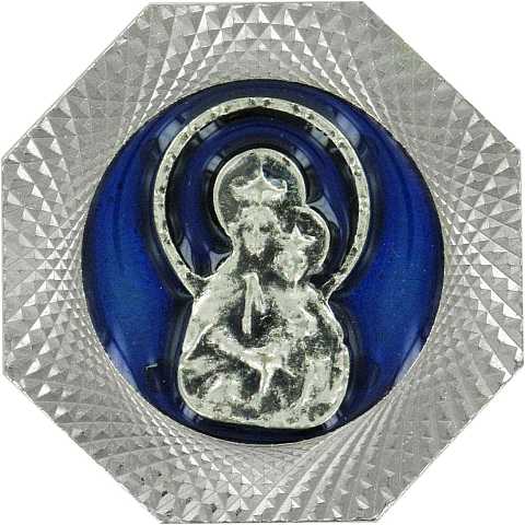 Calamita Madonna del Carmine con forma ottagonale in metallo nichelato - 4 cm
