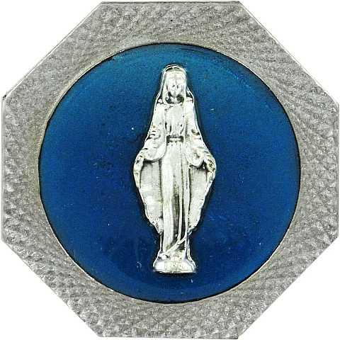 Calamita Madonna Miracolosa con forma ottagonale in metallo nichelato - 4 cm