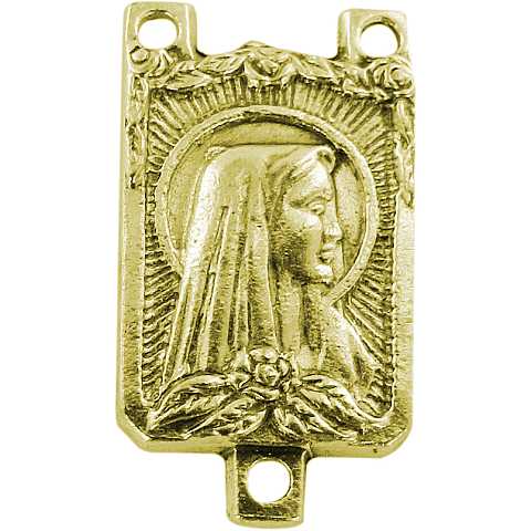 Crociera Lourdes rettangolare in metallo dorato per rosario fai da te	