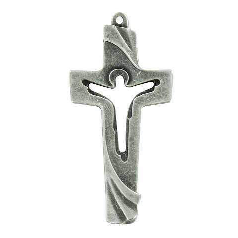 Croce in metallo con Cristo traforato - 8 cm