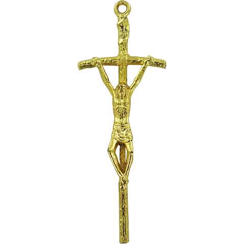 Croce pastorale con Cristo riportato in metallo dorato - 5,8 cm