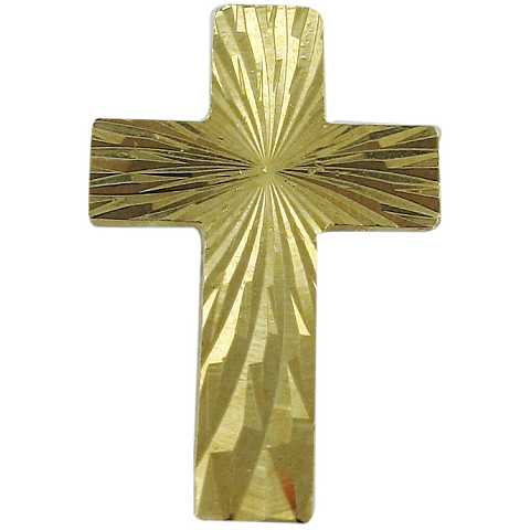 Crocetta distintivo in metallo dorato zigrinato con spilla - 2 cm
