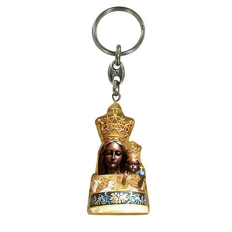 Portachiavi Madonna di Loreto in ulivo con immagine serigrafata