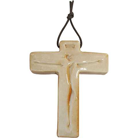STOCK: Croce in porcellana Cristo - 7 x 6 cm