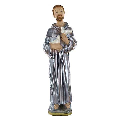 Statua San Francesco in gesso madreperlato dipinta a mano - 40 cm
