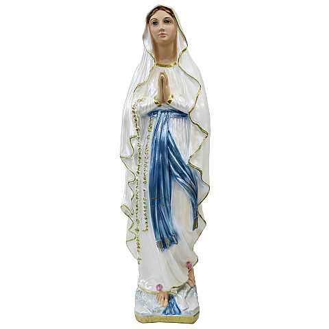 Statua  Madonna di Lourdes in gesso madreperlato dipinta a mano - 50 cm