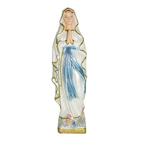 Statua Madonna di Lourdes in gesso madreperlato dipinta a mano - 20 cm