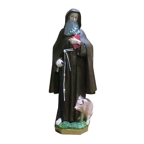 Statua di Sant'Antonio Abate / Eremita in gesso dipinta a mano - 60 cm