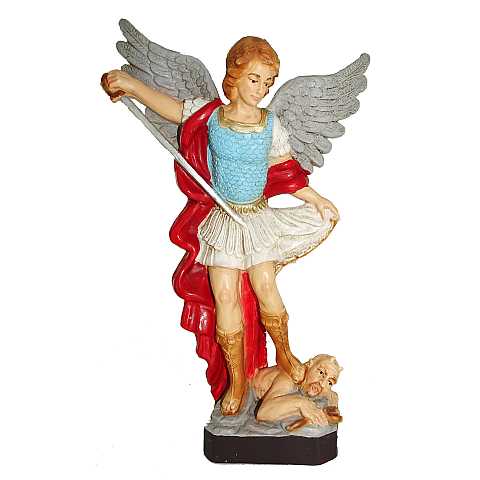 Statua da Esterno di San Michele Arcangelo, Materiale Infrangibile Resistente per Esterni, Dipinta a Mano, Altezza 16 Cm