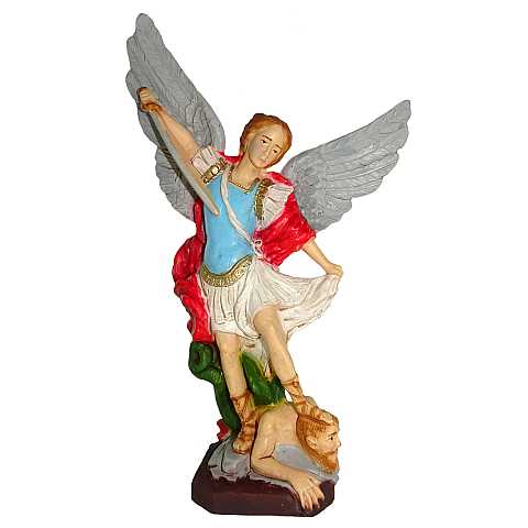 Statua da esterno San Michele Arcangelo in materiale infrangibile dipinta a mano cm 20