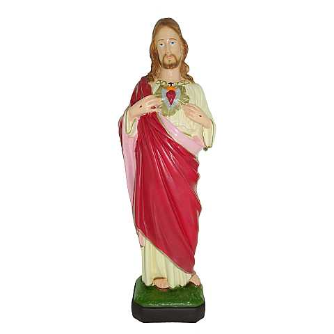 Statua da esterno del Sacro Cuore di Gesù in materiale infrangibile, dipinta a mano, da 30 cm