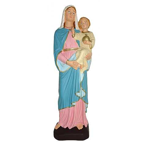 Statua da esterno della Madonna con Bambino in materiale infrangibile, dipinta a mano, da circa 30 cm