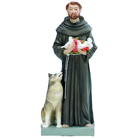 Statua da esterno di San Francesco d'Assisi in materiale infrangibile, dipinta a mano, da 30 cm