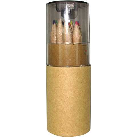 Confezione grande a forma di cilindro personalizzata con 12 matite colorate