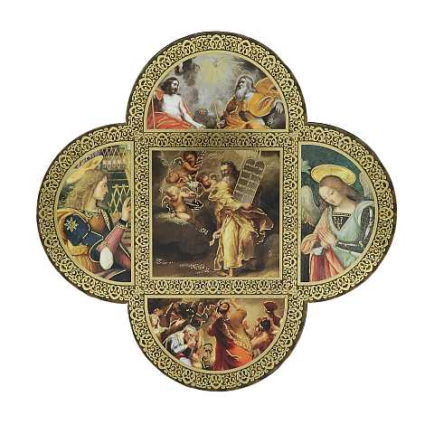 Croce I Dieci Comandamenti su legno MDF - cm 18,5 x 18,5 x 1,2