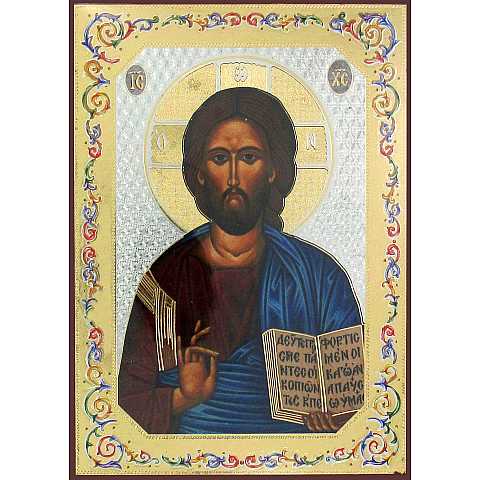 Icona Cristo con Libro Aperto stampa su legno - 10 x 14 cm