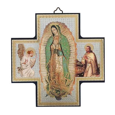 Croce icona Madonna di Guadalupe in legno - 15 x 15 cm
