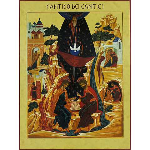 Icona Cantico dei Cantici stampa su Quadro in legno con libretto e cavalletto - 20 x 27 cm 