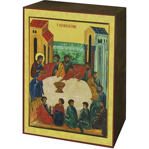 Icona Ultima Cena stampa su legno - 7 x 5,5 cm