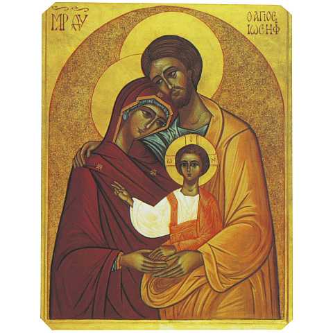 Icona Sacra Famiglia stampa su Quadro in legno - 19 x 15 cm