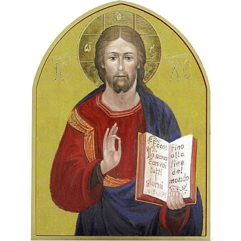 Quadro Cristo con il libro aperto a forma di cuspide - 10,6 x 14,5 cm