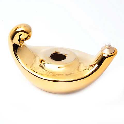 Lucerna in porcellana dorata oro fino - 20 cm 