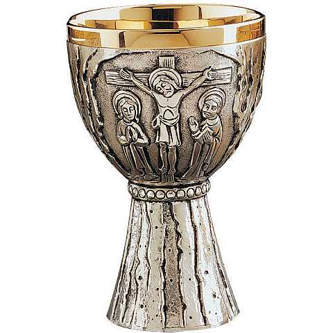 Calice in ottone argentato con le scene della Crocifissione di Nostro Signore - 15 cm - MOLINA