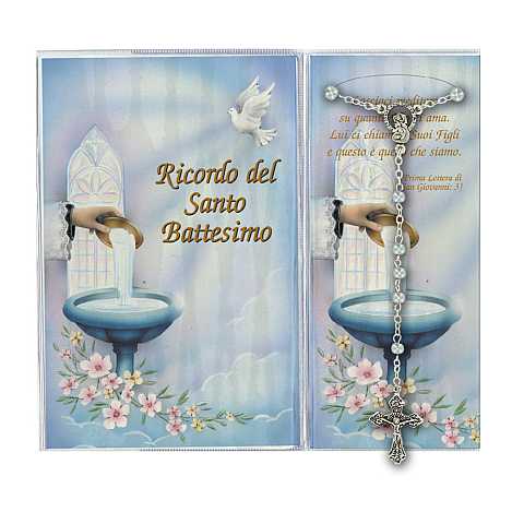 Bomboniera Battesimo: Libretto ricordo del Battesimo con rosario - Italiano