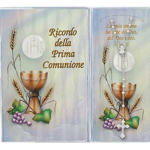 Bomboniera Comunione: Libretto ricordo della Prima Comunione con rosario, testi in maltese