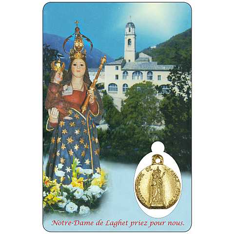 Card Madonna di Laghet con medaglia cm 5,5 x 8,5 - francese