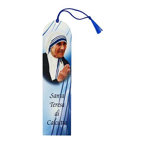 Segnalibro Madre Teresa di Calcutta a forma di cupola con fiocchetto - 5,5 x 22,5 cm