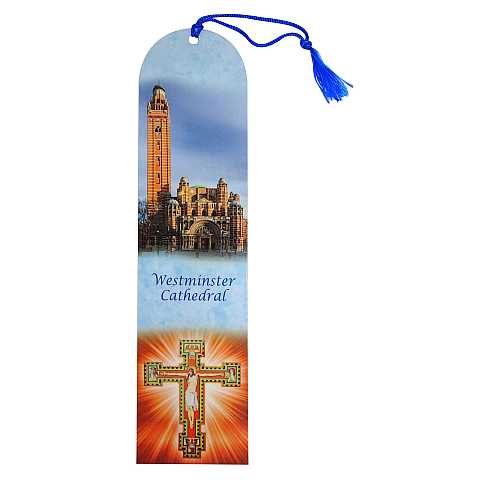Segnalibro Cattedrale di Westminster con fiocchetto e preghiera in inglese - 5,5 x 22,5 cm