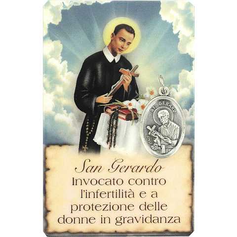 Card San Gerardo della guarigione in PVC con preghiera e medaglia - 5,5 x 8,5 cm - italiano