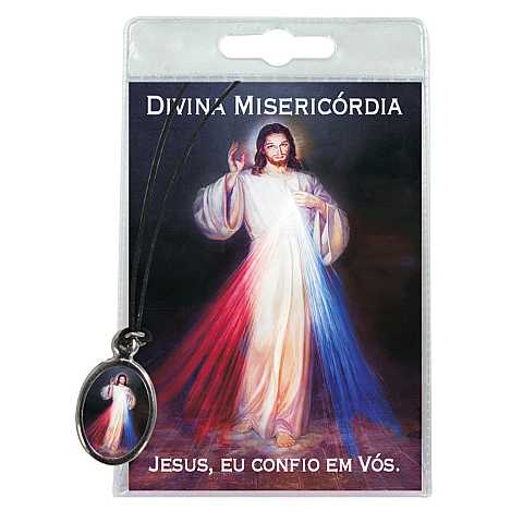 Medaglia Gesù Misericordioso con laccio e preghiera in portoghese