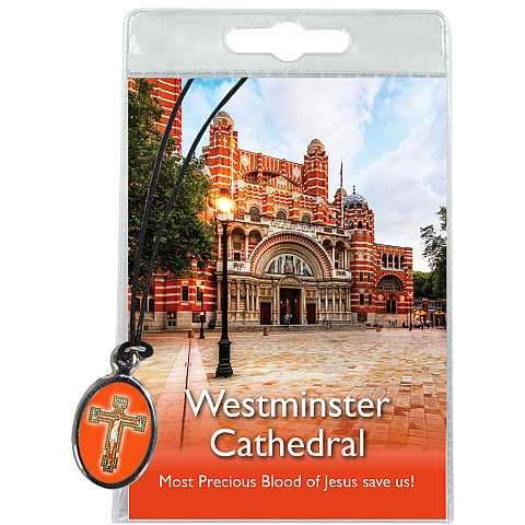 Medaglia Crocifisso della Cattedrale di Westminster con laccio e preghiera in inglese