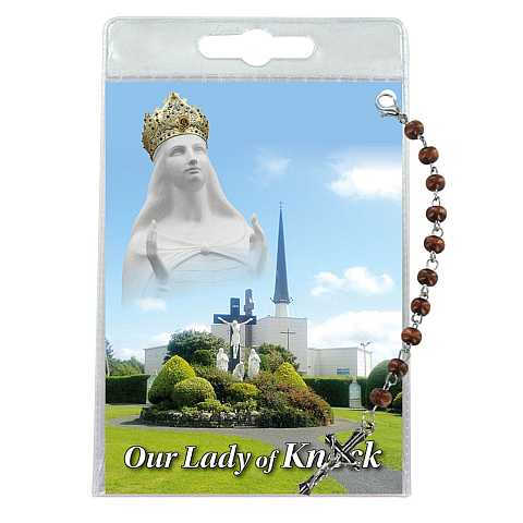 Decina di Our Lady of Knock con blister trasparente e preghiera - inglese