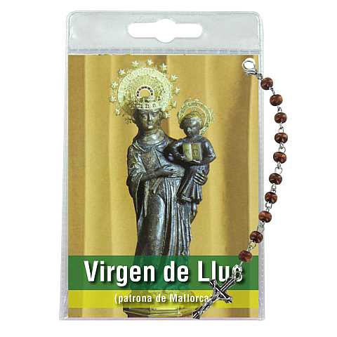 Decina della Madonna di Lluc con blister trasparente e preghiera – spagnolo