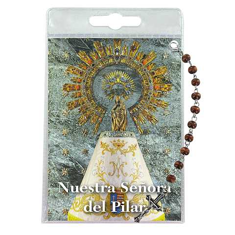 Decina di Madonna del Pilar con blister trasparente e preghiera - spagnolo